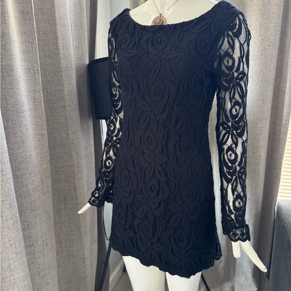 Fire Los Angeles Black Lace Long Sleeve Dress